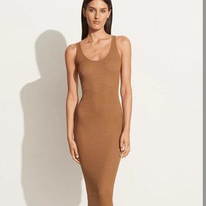 Gorgeous Enza Costa Silk Rib Tank Midi Dress - Bronze - M
